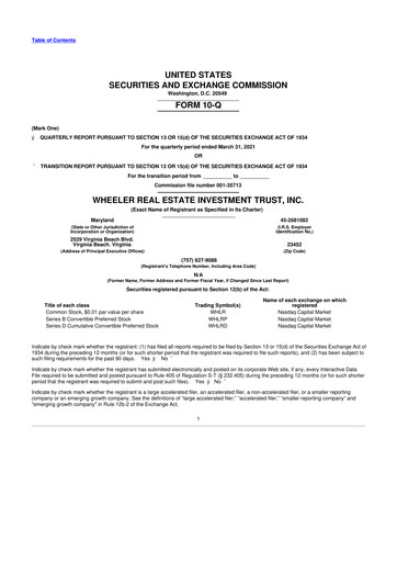 Thumbnail Wheeler Real Estate Investment Trust 10-Q Quarterly Report FY2021 