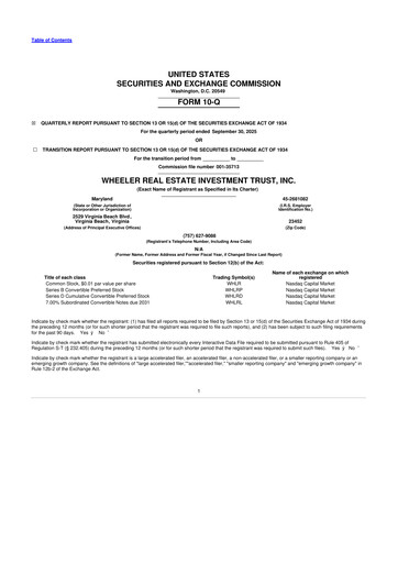 Thumbnail Wheeler Real Estate Investment Trust 10-Q Quarterly Report FY2025 