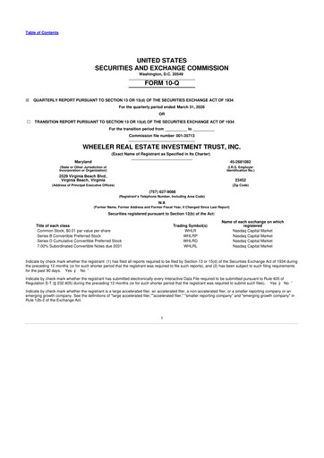 Vorschaubild Wheeler Real Estate Investment Trust 10-Q Quartalsbericht 2026 