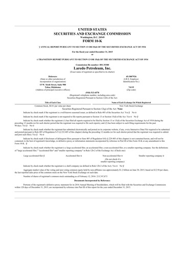 Thumbnail Vital Energy 10-K Annual Report 2015