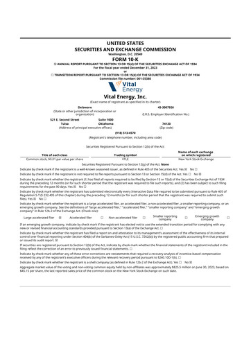 Thumbnail Vital Energy 10-K Annual Report 2023