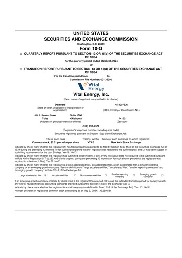 Thumbnail Vital Energy 10-Q Quarterly Report FY2024 
