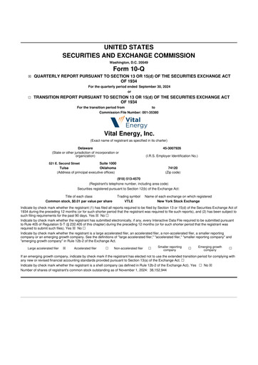 Thumbnail Vital Energy 10-Q Quarterly Report FY2024 