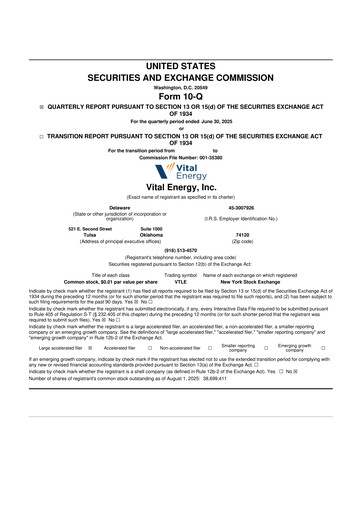 Thumbnail Vital Energy 10-Q Quarterly Report FY2025 