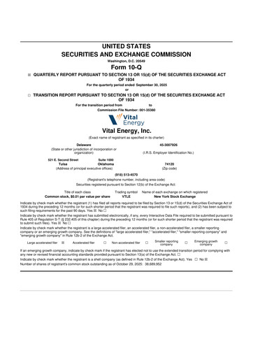 Thumbnail Vital Energy 10-Q Quarterly Report FY2025 