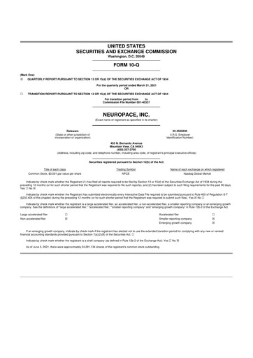 Thumbnail NeuroPace 10-Q Quarterly Report FY2021 