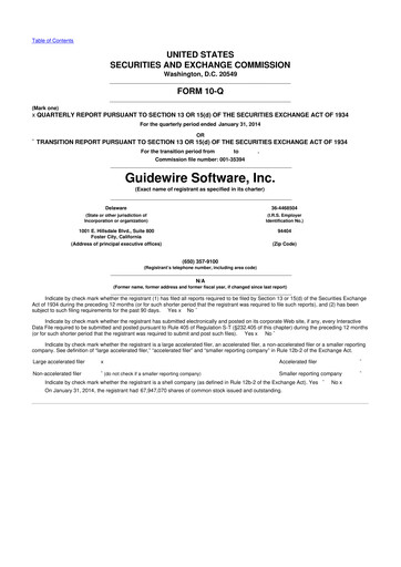Thumbnail Guidewire Software
 10-Q Quarterly Report FY2014 