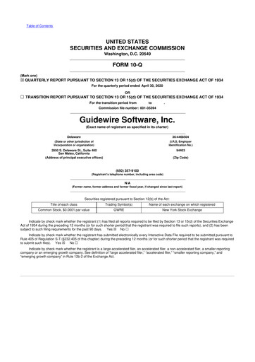 Thumbnail Guidewire Software
 10-Q Quarterly Report FY2020 