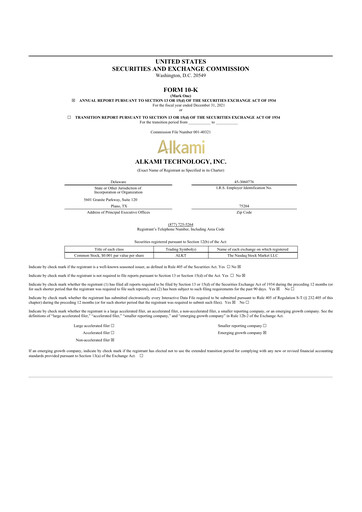 Thumbnail Alkami Technology 10-K Annual Report 2021