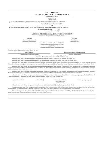 Thumbnail Ares Commercial Real Estate 10-K Annual Report 2016