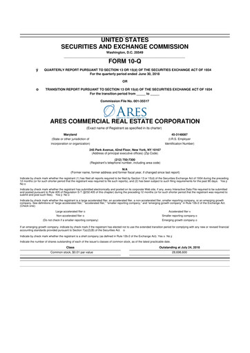 Thumbnail Ares Commercial Real Estate 10-Q Quarterly Report FY2018 