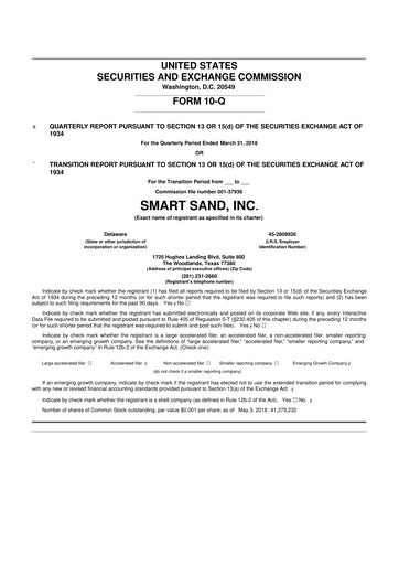 Vorschaubild Smart Sand
 10-Q Quartalsbericht 2018 