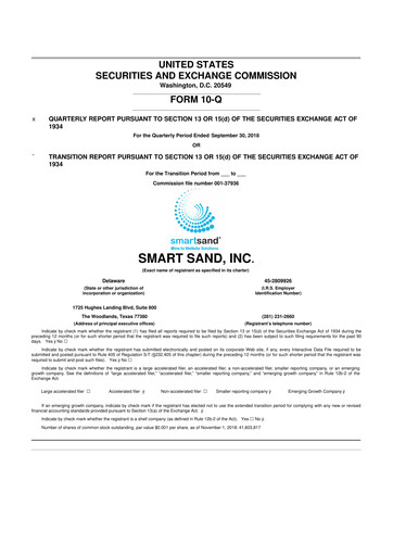 Vorschaubild Smart Sand
 10-Q Quartalsbericht 2018 