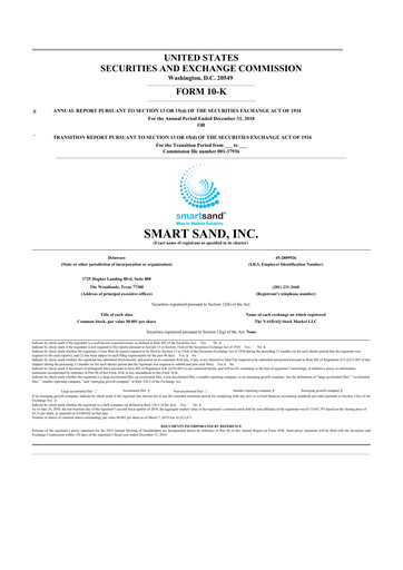 Vorschaubild Smart Sand
 10-K Jahresbericht 2018
