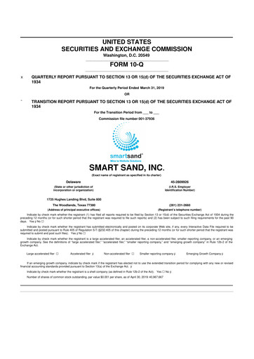 Vorschaubild Smart Sand
 10-Q Quartalsbericht 2019 