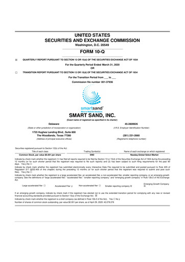 Vorschaubild Smart Sand
 10-Q Quartalsbericht 2020 