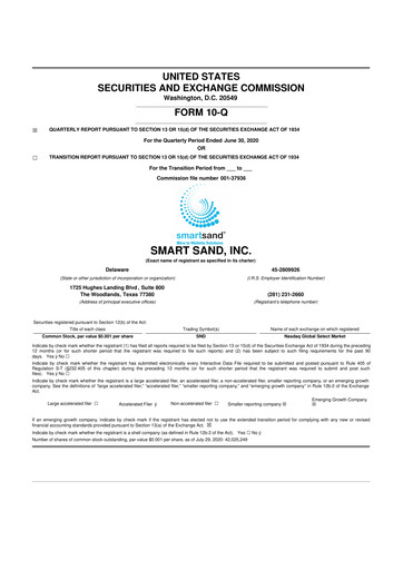 Vorschaubild Smart Sand
 10-Q Quartalsbericht 2020 