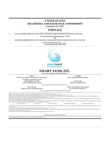 Vorschaubild Smart Sand
 10-K Jahresbericht 2020