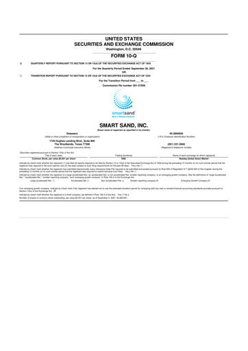 Vorschaubild Smart Sand
 10-Q Quartalsbericht 2021 