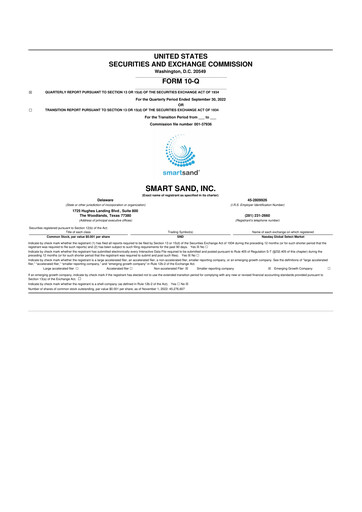 Vorschaubild Smart Sand
 10-Q Quartalsbericht 2022 