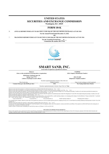 Vorschaubild Smart Sand
 10-K Jahresbericht 2022