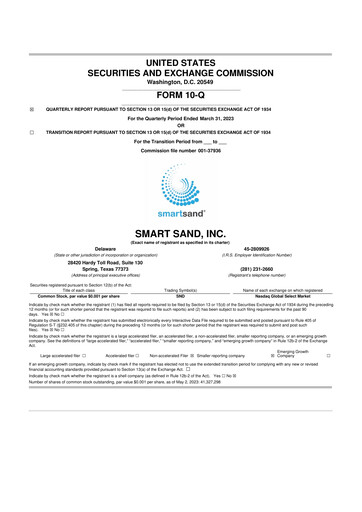 Vorschaubild Smart Sand
 10-Q Quartalsbericht 2023 