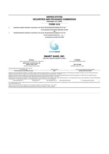 Vorschaubild Smart Sand
 10-Q Quartalsbericht 2023 