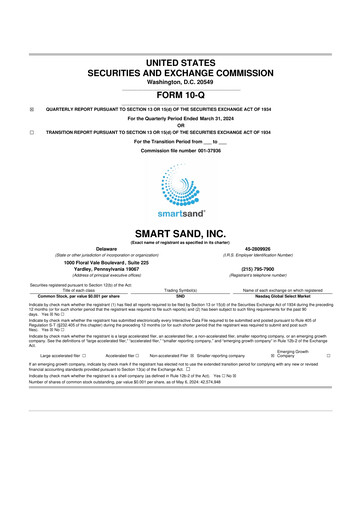 Vorschaubild Smart Sand
 10-Q Quartalsbericht 2024 