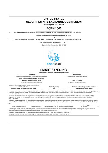 Vorschaubild Smart Sand
 10-Q Quartalsbericht 2025 