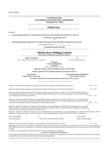 Thumbnail Capri Holdings 10-K Annual Report 2016