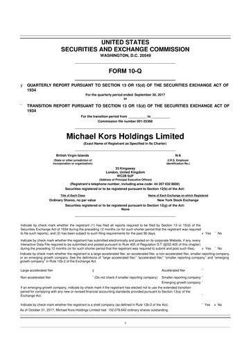 Thumbnail Capri Holdings 10-Q Quarterly Report FY2018 