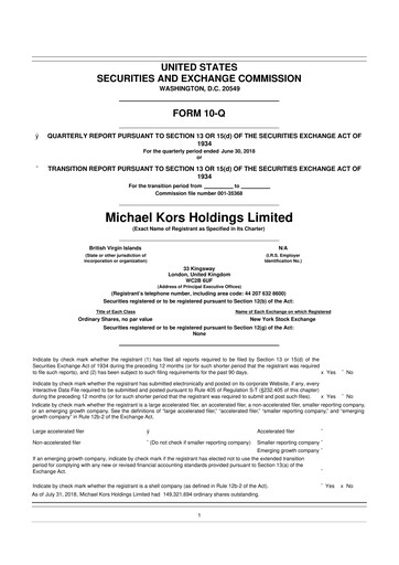 Thumbnail Capri Holdings 10-Q Quarterly Report FY2019 