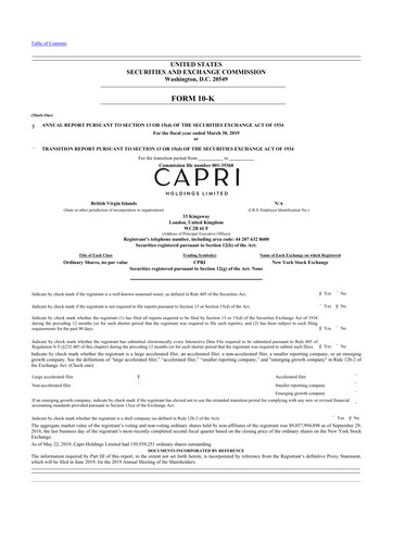 Thumbnail Capri Holdings 10-K Annual Report 2019