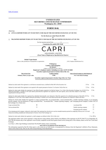 Thumbnail Capri Holdings 10-K Annual Report 2020