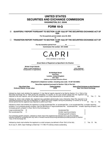 Thumbnail Capri Holdings 10-Q Quarterly Report FY2025 