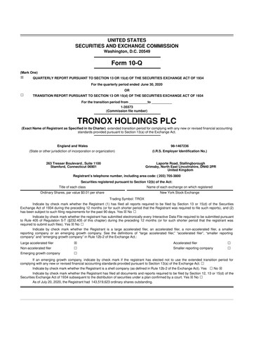 Thumbnail Tronox 10-Q Quarterly Report FY2020 