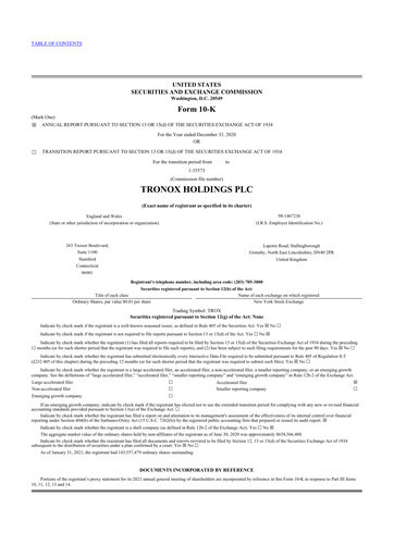 Thumbnail Tronox 10-K Annual Report 2020