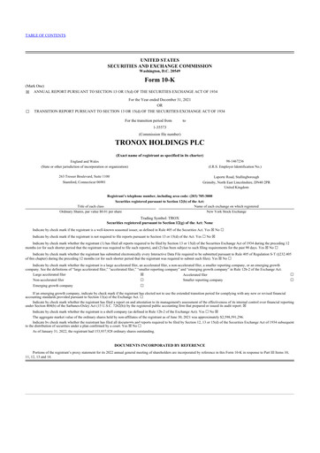 Thumbnail Tronox 10-K Annual Report 2021