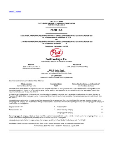 Miniature Post Holdings
 10-Q Rapport trimestriel 2019 