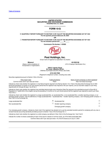 Miniature Post Holdings
 10-Q Rapport trimestriel 2023 