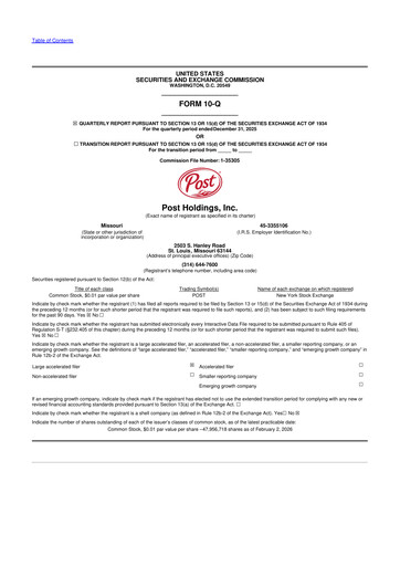 Miniature Post Holdings
 10-Q Rapport trimestriel 2026 