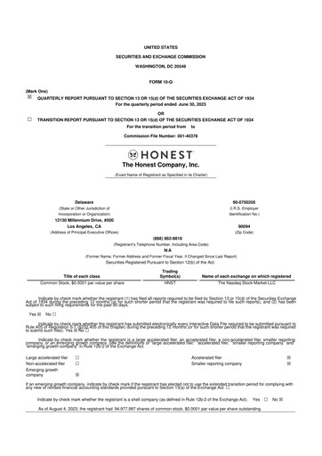 Thumbnail The Honest Company 10-Q Quarterly Report FY2023 