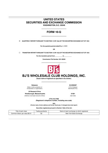 Thumbnail BJ's Wholesale Club 10-Q Quarterly Report FY2020 