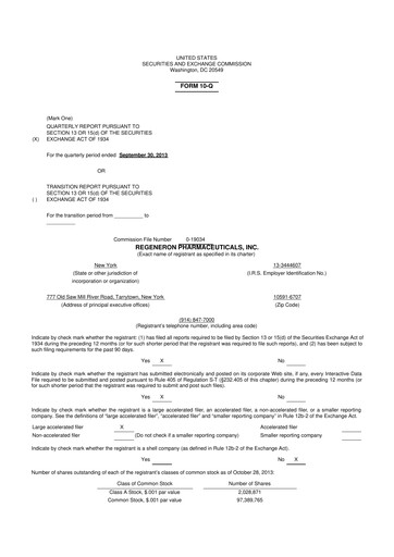 Thumbnail Regeneron Pharmaceuticals 10-Q Quarterly Report FY2013 