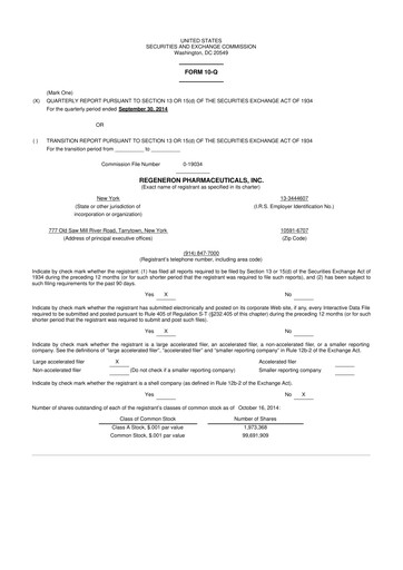 Thumbnail Regeneron Pharmaceuticals 10-Q Quarterly Report FY2014 
