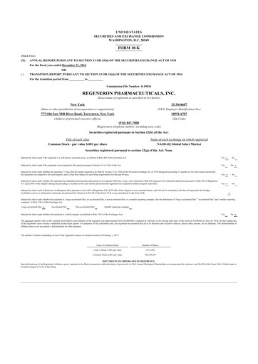 Thumbnail Regeneron Pharmaceuticals 10-K Annual Report 2016