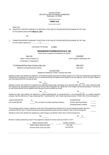 Thumbnail Regeneron Pharmaceuticals 10-Q Quarterly Report FY2017 