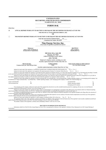 Thumbnail Nine Energy Service
 10-K Annual Report 2022