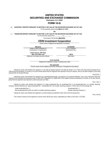 Thumbnail CION Investment Corporation 10-Q Quarterly Report FY 
