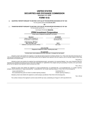 Thumbnail CION Investment Corporation 10-Q Quarterly Report FY 
